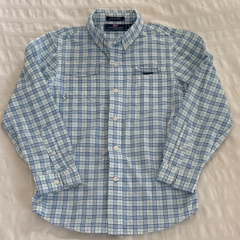 Vineyard Vines Blue and White Checkered Harbor Shirt